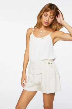 Belted Linen-Blend Shorts