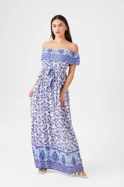 Belted Off-The-Shoulder Maxi Dress