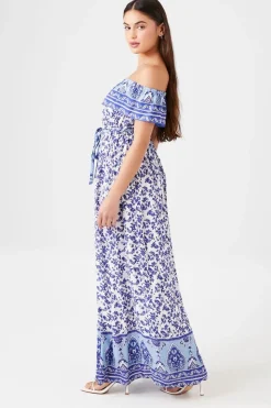 Belted Off-The-Shoulder Maxi Dress