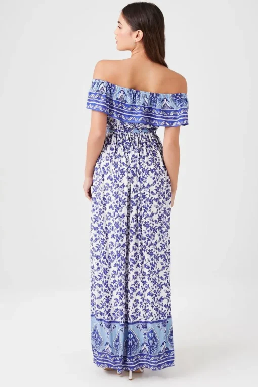 Belted Off-The-Shoulder Maxi Dress