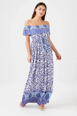 Belted Off-The-Shoulder Maxi Dress