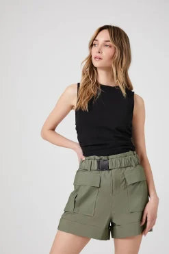 Belted Paperbag Cargo Shorts