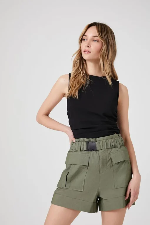 Belted Paperbag Cargo Shorts