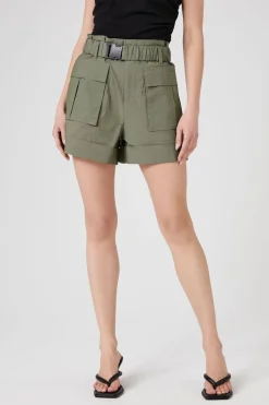 Belted Paperbag Cargo Shorts