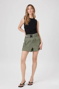 Belted Paperbag Cargo Shorts