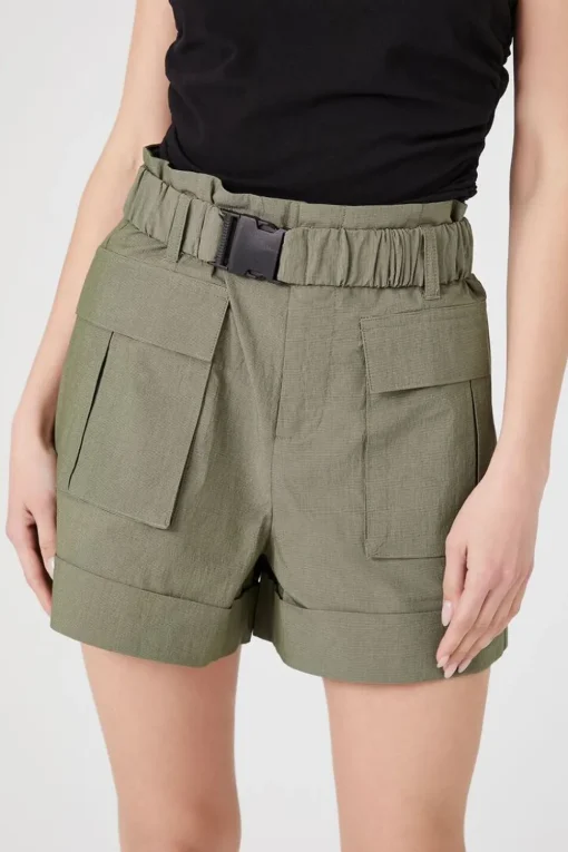Belted Paperbag Cargo Shorts