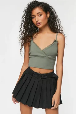 Belted Pleated Mini Skirt