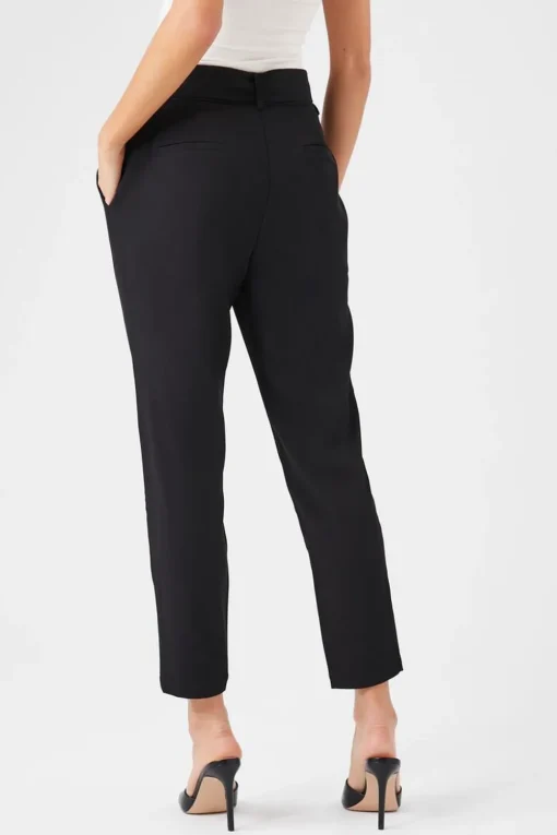 Belted Straight-Leg Cropped Pants