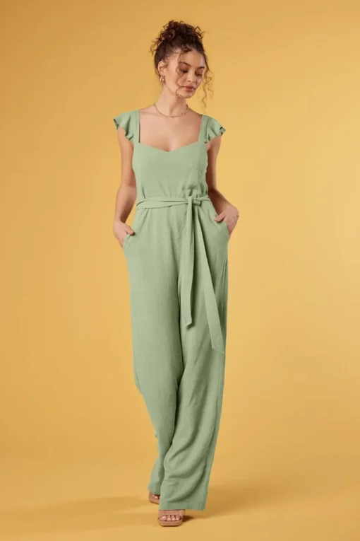 Belted Sweetheart Jumpsuit