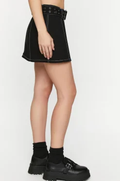 Belted Twill Cargo Mini Skirt