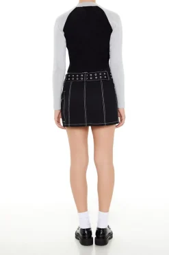 Belted Twill Cargo Mini Skirt
