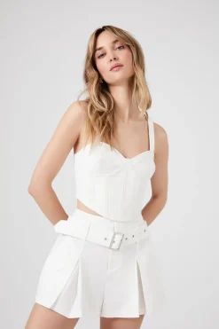 Belted Twill Mid-Rise Shorts