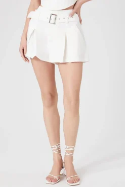 Belted Twill Mid-Rise Shorts