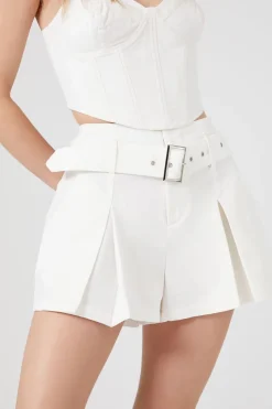 Belted Twill Mid-Rise Shorts