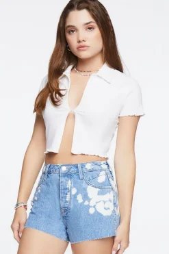 Bleach Dye Denim Shorts