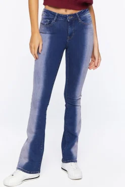 Bleach Wash Low-Rise Bootcut Jeans