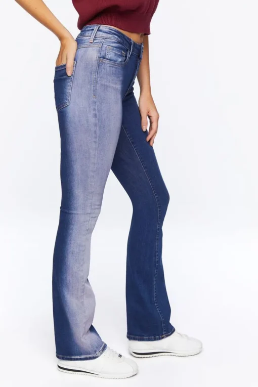 Bleach Wash Low-Rise Bootcut Jeans