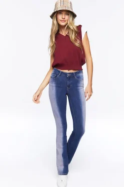 Bleach Wash Low-Rise Bootcut Jeans