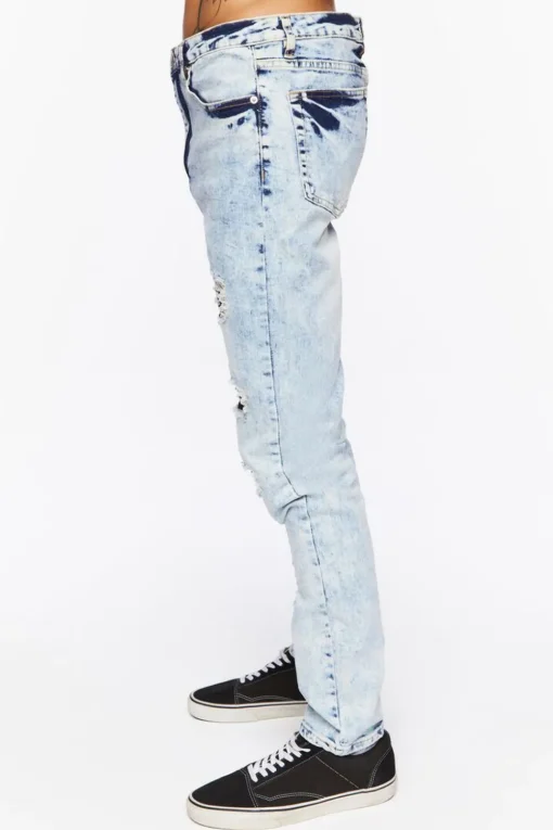 Bleached Wash Distressed Skinny Jeans