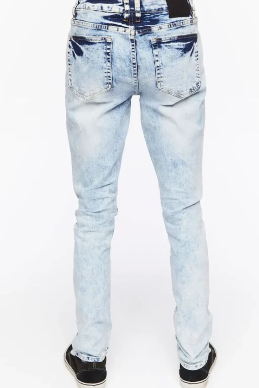 Bleached Wash Distressed Skinny Jeans