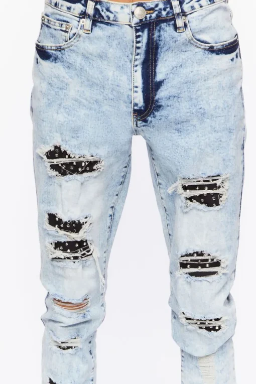 Bleached Wash Distressed Skinny Jeans