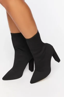 Block Heel Sock Booties (Wide)