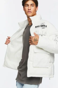 Blueprint Graphic Puffer Jacket