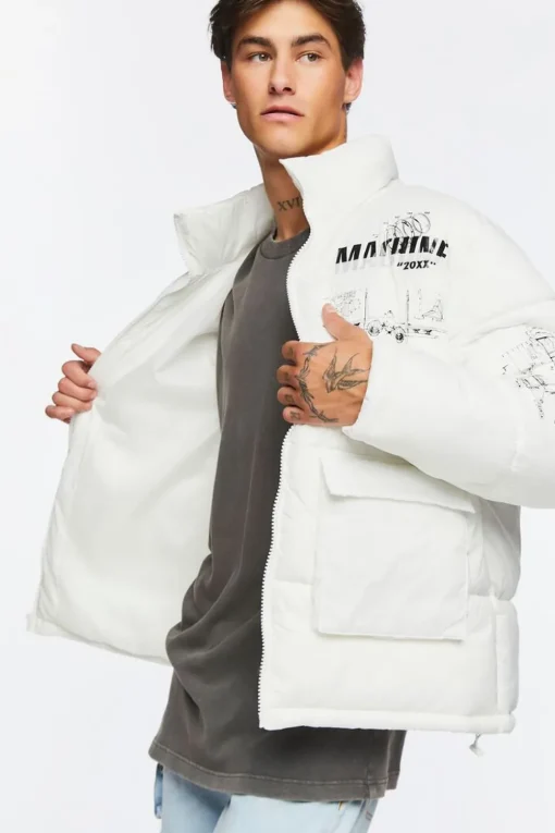 Blueprint Graphic Puffer Jacket