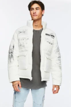 Blueprint Graphic Puffer Jacket