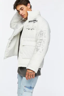 Blueprint Graphic Puffer Jacket