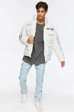 Blueprint Graphic Puffer Jacket