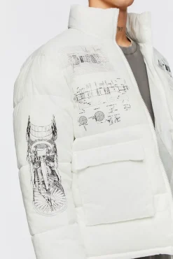 Blueprint Graphic Puffer Jacket