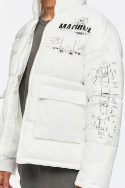 Blueprint Graphic Puffer Jacket