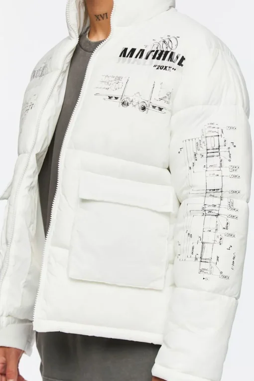 Blueprint Graphic Puffer Jacket
