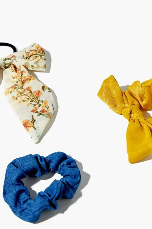 Bow Hair Scrunchie Set