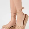Braided Platform Lace-Up Sandals