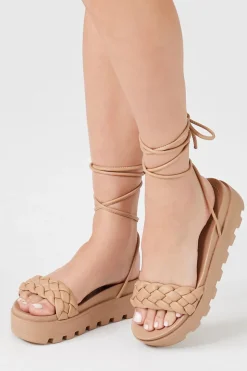 Braided Platform Lace-Up Sandals