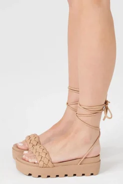 Braided Platform Lace-Up Sandals