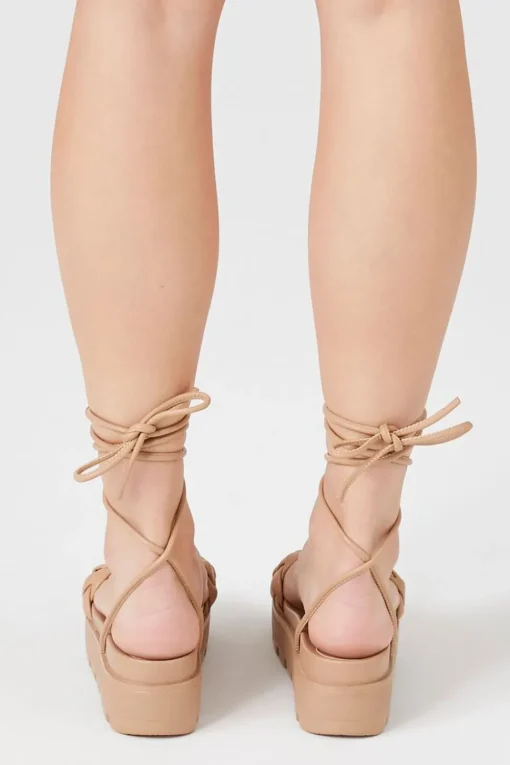 Braided Platform Lace-Up Sandals