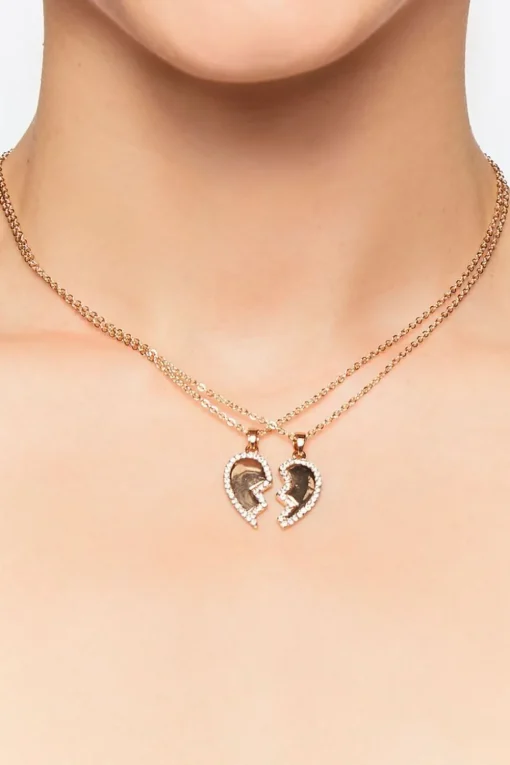Broken Heart Pendant Necklace Set