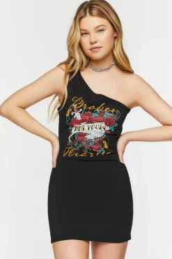 Broken Hearts Graphic One-Shoulder Dress