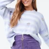 Brushed Distressed Striped Sweater