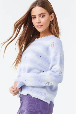 Brushed Distressed Striped Sweater