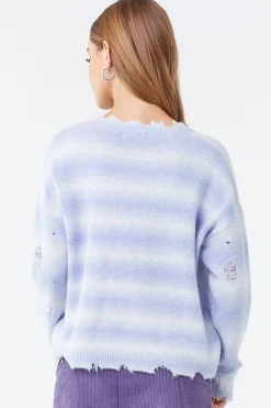 Brushed Distressed Striped Sweater