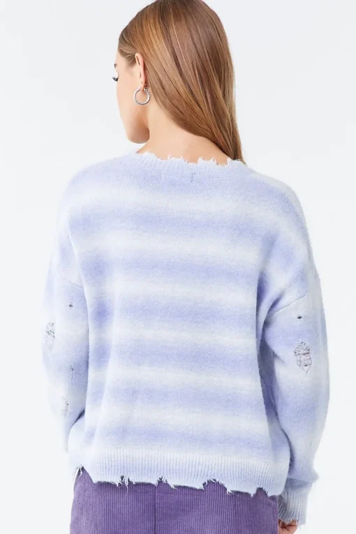 Brushed Distressed Striped Sweater