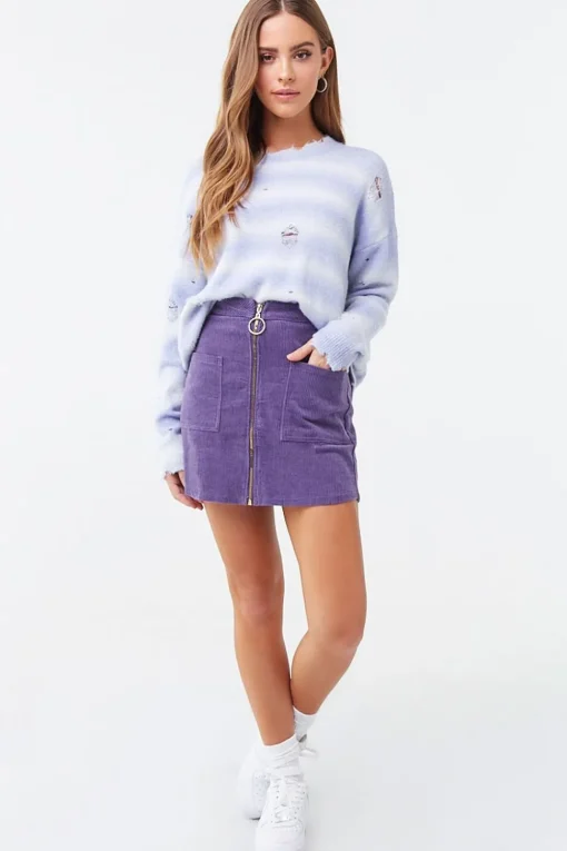 Brushed Distressed Striped Sweater