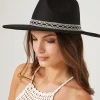 Brushed Rhinestone-Trim Fedora