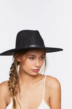 Brushed Velvet-Trim Fedora