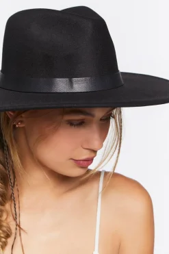 Brushed Velvet-Trim Fedora