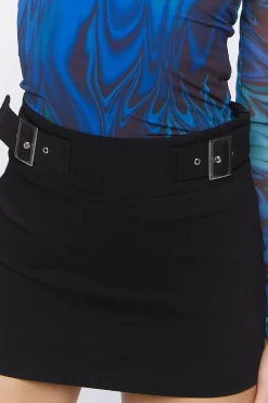 Buckle-Strap Mini Skirt